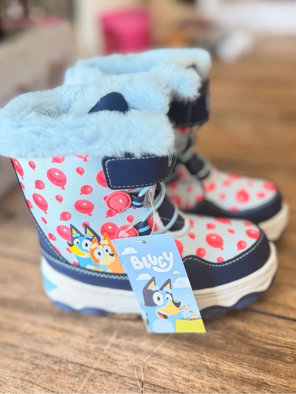 Bluey Toddler Kids Winter Boots with Faux Fur Trim size 9